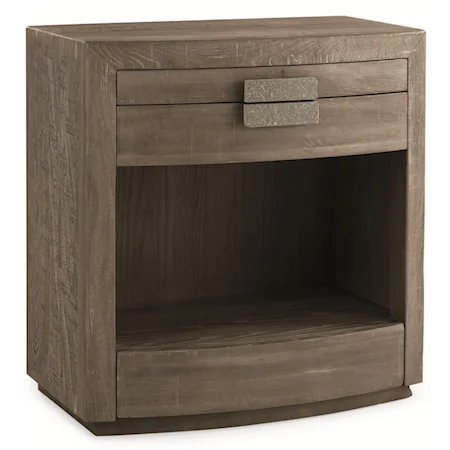 "Handsome Profile" Bowed Front Nightstand with 3 Drawers and 1 Outlet